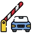Fastag Service - Blue car approaching red and white striped barrier
